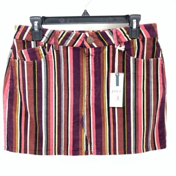 Jolt NWT Boho Stripe 90s Y2K Style Corduroy Mini Skirt, 11 - Picture 10 of 16